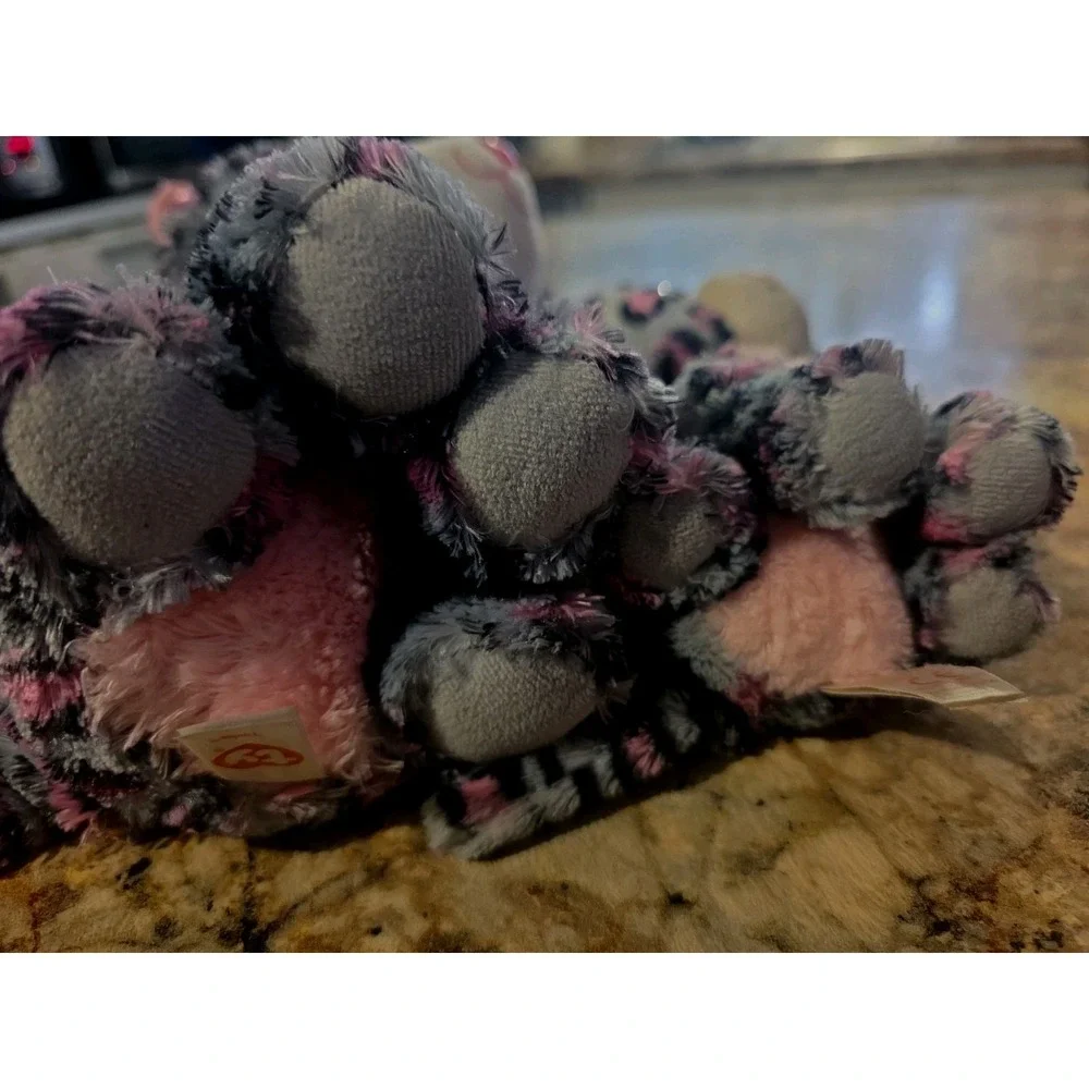 Lot Of 2! Ty Beanie Boos TASHA the Pink & Grey Leopard. Sparkly Eyes. 6&8